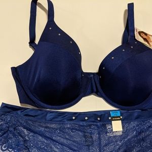 NEW Women's Ambrielle sexy royal blue bra & panty set